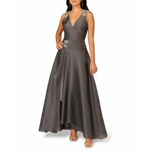 Aidan Mattox by Adrianna Papell Slate Iridescent Organza A-Line Gown Size 14